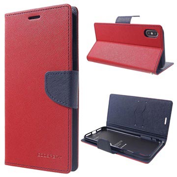 Custodia a Portafoglio Mercury Goospery Fancy Diary per iPhone XS Max - Rossa