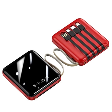 Mini Power Bank 20000mAh - 2x USB, Lightning, USB-C, MicroUSB - Rosso
