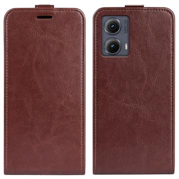 Custodia Flip Verticale con Slot per Schede per Motorola Edge (2024) - Marrone