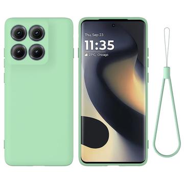 Custodia in silicone liquido con cinghia a mano per Motorola Edge (2025) - Verde