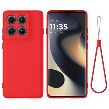 Custodia in silicone liquido con cinghia a mano per Motorola Edge (2025) - Rossa