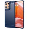 Custodia in TPU Spazzolato per Motorola Edge 50 - Fibra di Carbonio - Blu