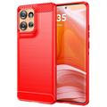 Custodia in TPU spazzolato per Motorola Edge 50 - Fibra di Carbonio - Rossa