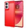Custodia in TPU spazzolato per Motorola Edge 50 Fusion/G96 - Fibra di Carbonio - Rossa