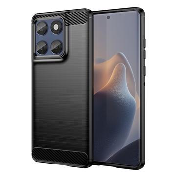 Custodia in TPU spazzolato per Motorola Edge 60/60 Fusion - Fibra di Carbonio - Nera