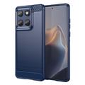 Custodia in TPU spazzolato per Motorola Edge 60/60 Fusion - Fibra di Carbonio - Blu