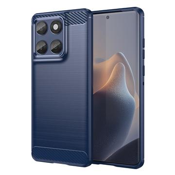 Custodia in TPU spazzolato per Motorola Edge 60/60 Fusion - Fibra di Carbonio - Blu