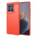 Custodia in TPU spazzolato per Motorola Edge 60/60 Fusion - Fibra di Carbonio - Rossa