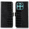 Custodia in Pelle a Portafoglio Serie Crocodile con RFID per Motorola Edge 60 Fusion