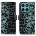 Custodia in Pelle a Portafoglio Serie Crocodile con RFID per Motorola Edge 60 Fusion - Verde