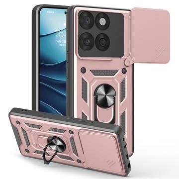 Custodia ibrida con anello rotante e protezione per fotocamera per Motorola Edge 60 Fusion - Rosa Oro