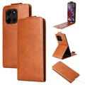 Custodia Flip Verticale con Slot per Schede per Motorola Edge 60 Fusion - Marrone