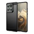 Custodia in TPU spazzolato per Motorola Edge 60 Pro/Edge (2025) - Fibra di Carbonio - Nera