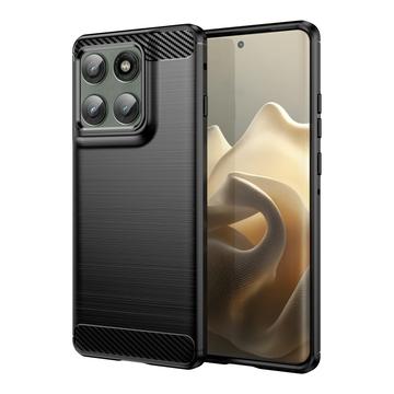 Custodia in TPU spazzolato per Motorola Edge 60 Pro/Edge (2025) - Fibra di Carbonio - Nera