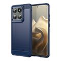Custodia in TPU spazzolato per Motorola Edge 60 Pro/Edge (2025) - Fibra di Carbonio - Blu