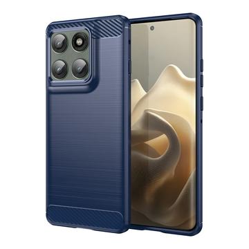 Custodia in TPU spazzolato per Motorola Edge 60 Pro/Edge (2025) - Fibra di Carbonio - Blu