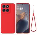 Custodia in silicone liquido con cinghia a mano per Motorola Edge 60 Pro - Rossa