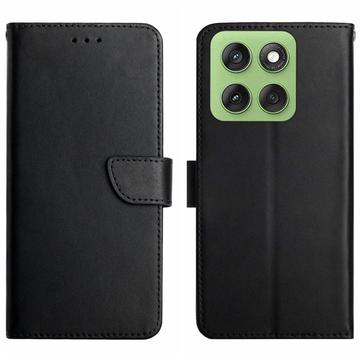 Custodia in pelle a portafoglio per Motorola Edge 60 Pro con cavalletto - nera