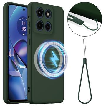 Custodia in silicone liquido per Motorola Edge 60 Stylus - compatibile con MagSafe - Verde Scuro