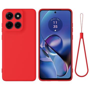 Custodia in silicone liquido con cinghia a mano per Motorola Edge 60 Stylus - Rossa