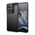 Custodia in TPU spazzolato per Motorola Edge 70 - Fibra di Carbonio - Nera