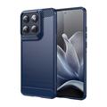 Custodia in TPU spazzolato per Motorola Edge 70 - Fibra di Carbonio - Blu