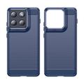 Custodia in TPU spazzolato per Motorola Edge 70 - Fibra di Carbonio - Blu