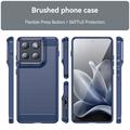 Custodia in TPU spazzolato per Motorola Edge 70 - Fibra di Carbonio - Blu