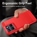 Custodia in TPU spazzolato per Motorola Edge 70 Fusion/70 Fusion+ - Fibra di Carbonio - Rossa