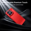 Custodia in TPU spazzolato per Motorola Edge 70 Fusion/70 Fusion+ - Fibra di Carbonio - Rossa