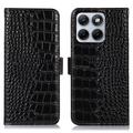 Custodia in Pelle a Portafoglio Serie Crocodile con RFID per Motorola Edge 70 Fusion/70 Fusion+