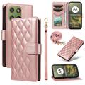 Custodia a portafoglio trapuntata lusso per Motorola Edge 70 - Oro rosa