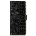 Custodia in Pelle a Portafoglio Serie Crocodile con RFID per Motorola Edge 70 Max