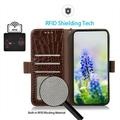 Custodia in Pelle a Portafoglio Serie Crocodile con RFID per Motorola Edge 70 Max - Marrone