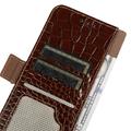 Custodia in Pelle a Portafoglio Serie Crocodile con RFID per Motorola Edge 70 Max - Marrone