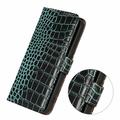 Custodia in Pelle a Portafoglio Serie Crocodile con RFID per Motorola Edge 70 Max - Verde