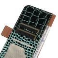 Custodia in Pelle a Portafoglio Serie Crocodile con RFID per Motorola Edge 70 Max - Verde