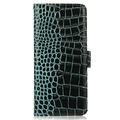 Custodia in Pelle a Portafoglio Serie Crocodile con RFID per Motorola Edge 70 Max - Verde