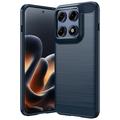 Custodia in TPU spazzolato per Motorola Edge 70 Pro - Fibra di Carbonio - Blu