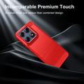 Custodia in TPU spazzolato per Motorola Edge 70 Pro - Fibra di Carbonio - Rossa