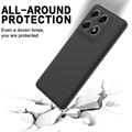 Custodia in silicone liquido con cinghia a mano per Motorola Edge 70 Pro - Nera