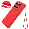 Custodia in silicone liquido con cinghia a mano per Motorola Edge 70 Pro - Rossa