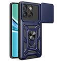 Custodia ibrida con anello rotante e protezione per fotocamera per Motorola Edge 70 - Blu