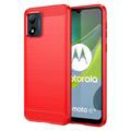 Custodia in TPU spazzolato per Motorola Moto E13 - Fibra di carbonio - Rossa