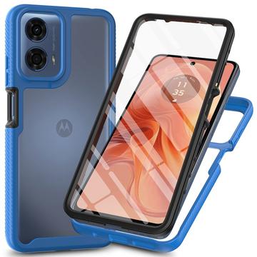 Custodia per Motorola Moto E14/G24/G04/G04s serie 360 Protection - Blu / trasparente