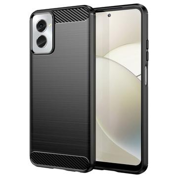Custodia in TPU spazzolato per Motorola Moto G Power (2024) - Fibra di Carbonio - Nera