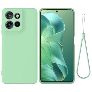 Custodia in silicone liquido con cinghia a mano per Motorola Moto G Power (2025) - Verde