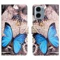 Custodia a Portafoglio Serie Style per Motorola Moto G05/E15 - Sininen Perhoset