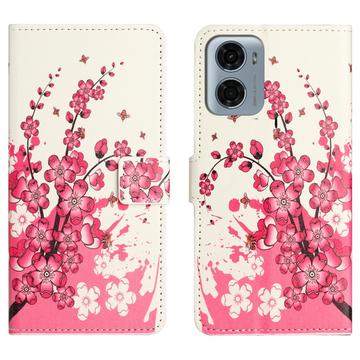Custodia a Portafoglio Serie Style per Motorola Moto G05/E15 - Fiori Rosa