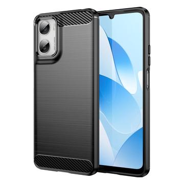 Custodia in TPU spazzolato per Motorola Moto G06/G06 Power - Fibra di Carbonio - Nera